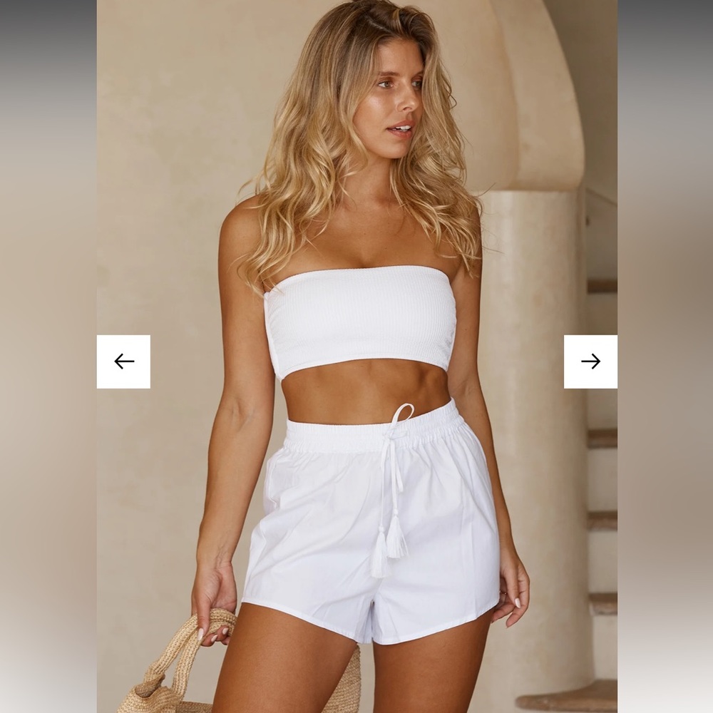 monday swimwear la jolla white cotton bikini cover up shorts size (P) XS NEW - Picture 3 of 11
